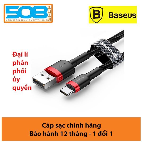 Cáp sạc Type C, cáp sạc nhanh, truyền dữ liệu tốc độ cao Baseus Cafule Type C (3A, Sạc nhanh Quick charge 3.0) - Đen/đỏ