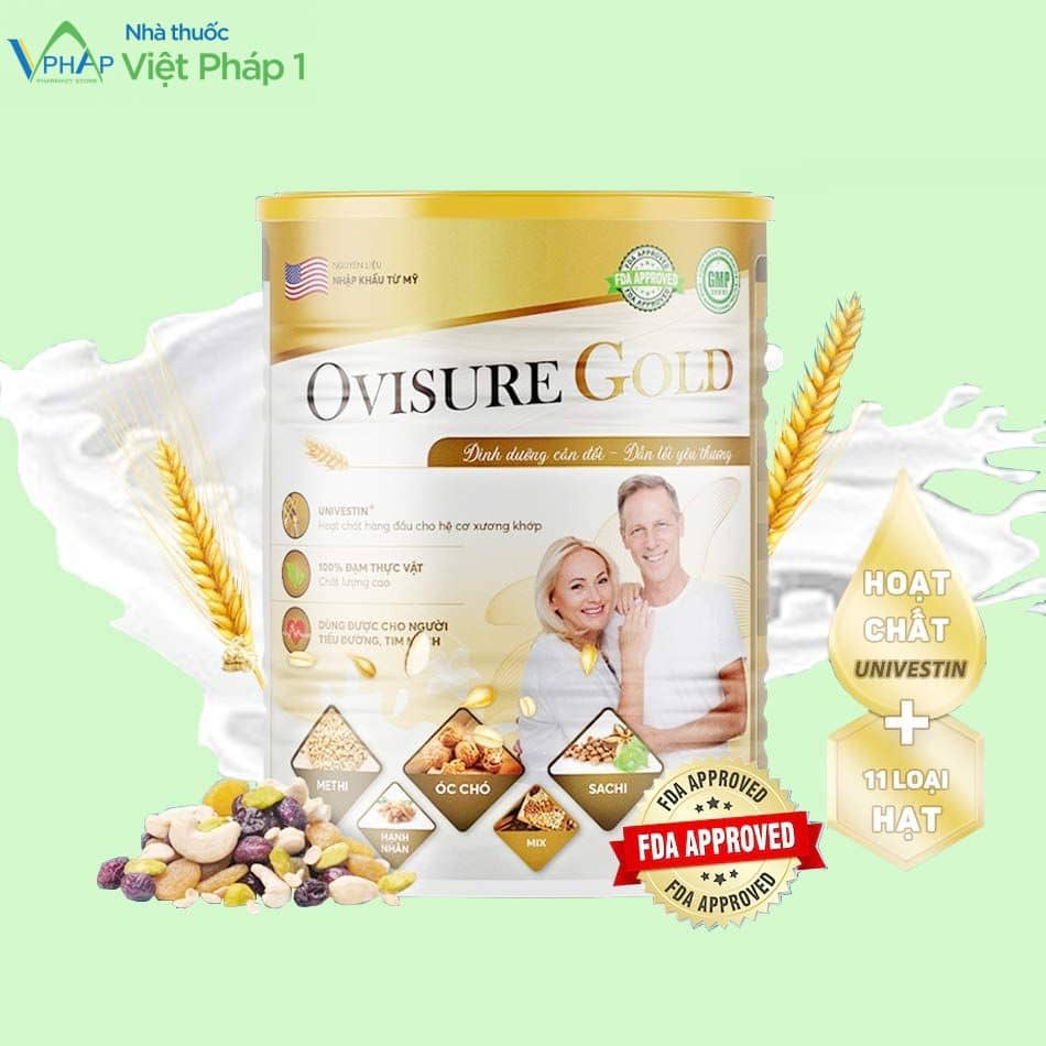 Sữa bột Ovisure Gold hỗ trợ sức khỏe xương khớp 650gram