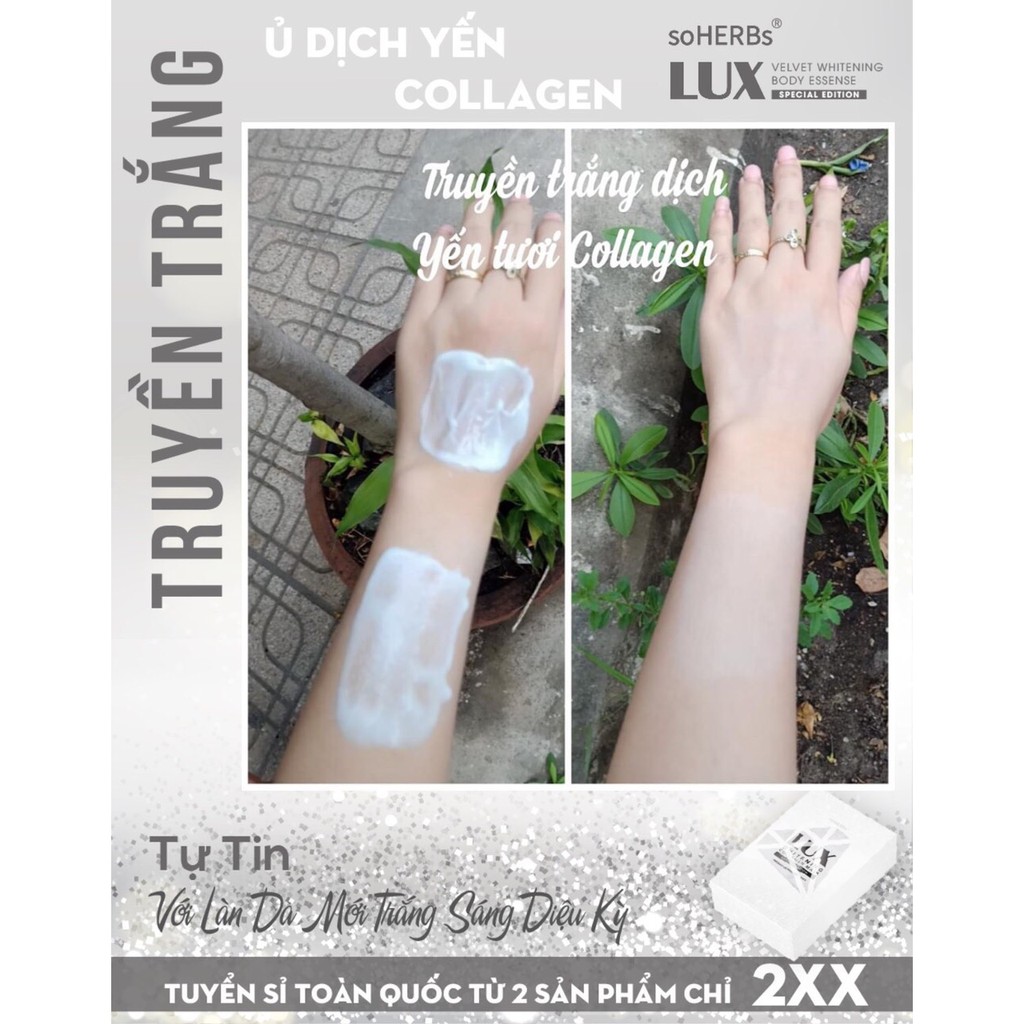 Ủ trắng da lux tinh chất collagen yến tươi hộp 3 gói