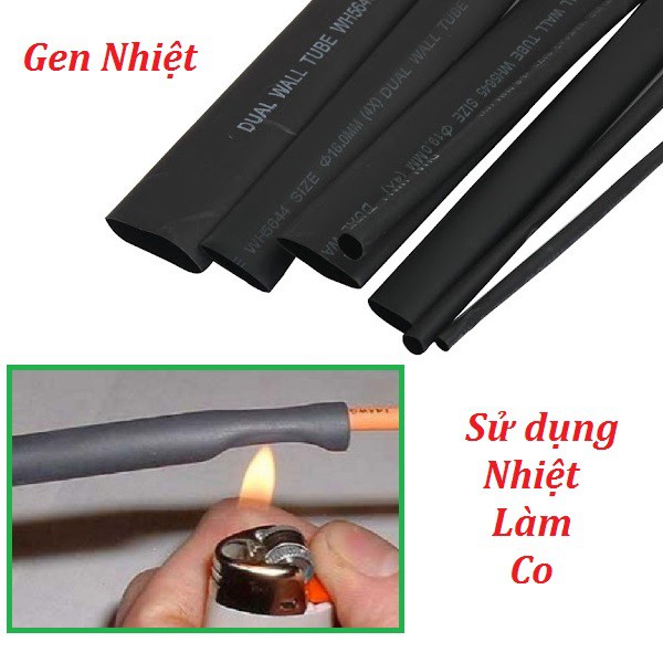 Gen Co Nhiệt Dài Các Kích Cỡ Cắt LẻGen Bảo Vệ Thiết Bị Điện Màu Đen 1MM 2MM 3MM...25MM