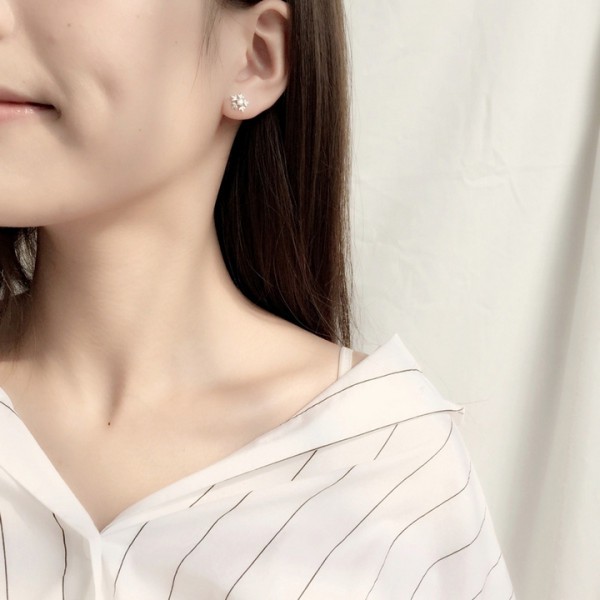 Khuyên tai bạc hoa tuyết phong cách bông tai Hàn Quốc xinh xắn dễ thương