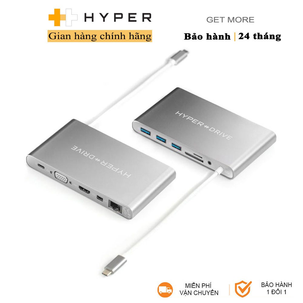 Cổng chuyển HYPERDRIVE ULTIMATE 11port USB-C HUB cho MACBOOK PRO, PC & DEVICES - GN30 -