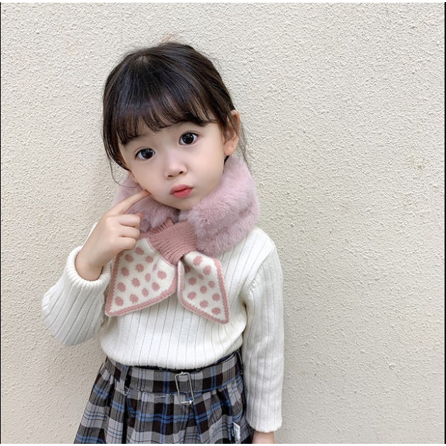 Khăn Choàng Cổ Chất Liệu Lông Ấm Áp Họa Tiết Chấm Bi