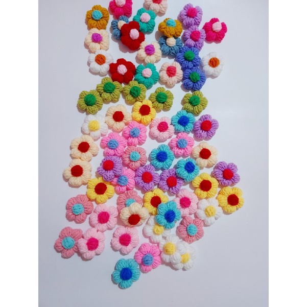 [5cm] Set 10, 20 hoa len trang trí áo túi, pin/ghim cài, màu ngẫu nhiên