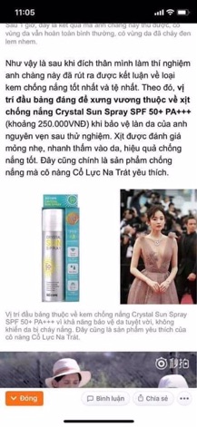 Kem chống Nắng Crystal Sun Spray