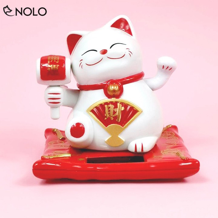 Mèo Thần Tài Mèo Chiêu Tài Khai Vận Maneki Neko Tự Vãy Tay Dùng Năng Lượng Mặt Trời Chất Liệu Nhựa ABS