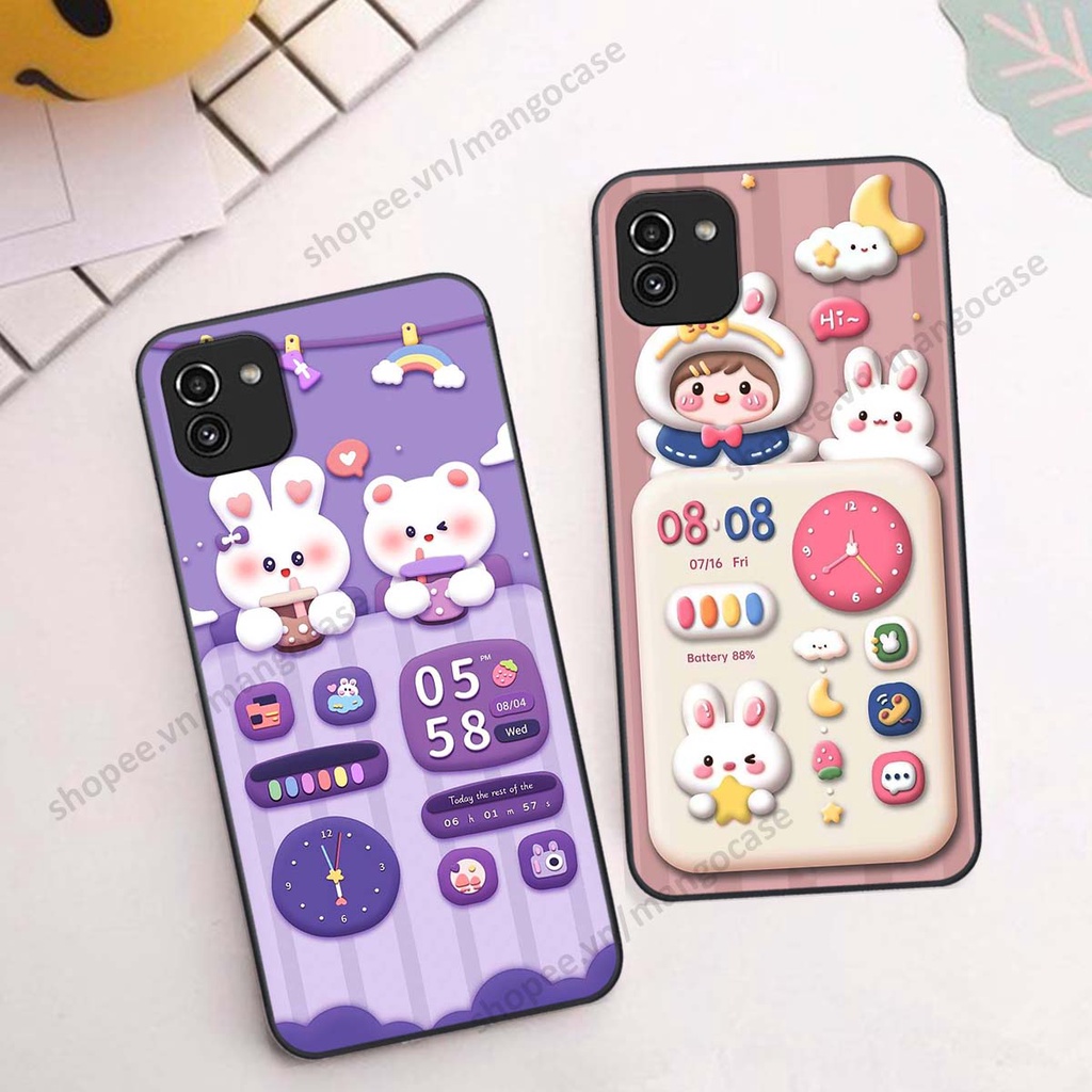 Ốp lưng Samsung A03 hình gấu, thỏ, đồng hồ cute dễ thương
