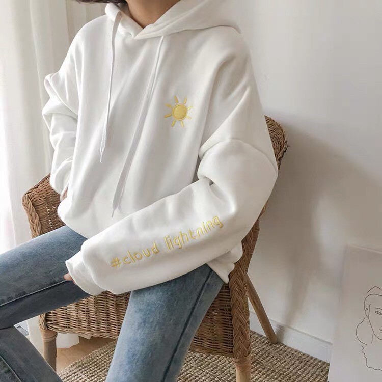 Áo Hoodie Nón Chui Trùm Đầu Nữ Chất Vải Nỉ Poly Unisex Nam Nữ Thời Tiết Mây Trăng Trời WAH010NOTR