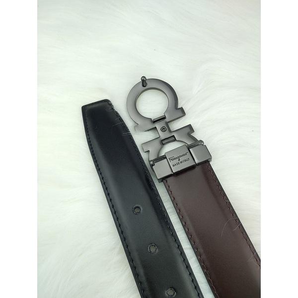 Thắt Lưng Ferragam-o Thắt Lưng Da Màu Xám Thời Trang Cho Nam