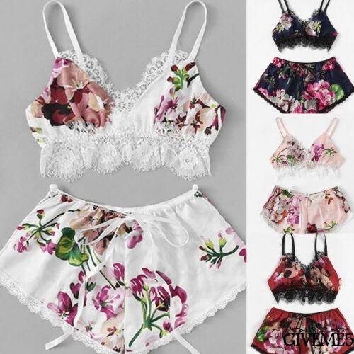 Bộ Đồ Ngủ Hai Dây Phối Ren Gợi Cảm Cho Nữ