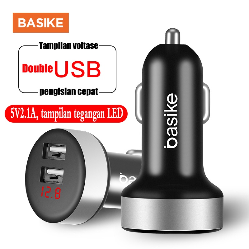 Bộ sạc điện thoại trên ô tô BASIKE UT02P 2.1A đầu ra USB kép