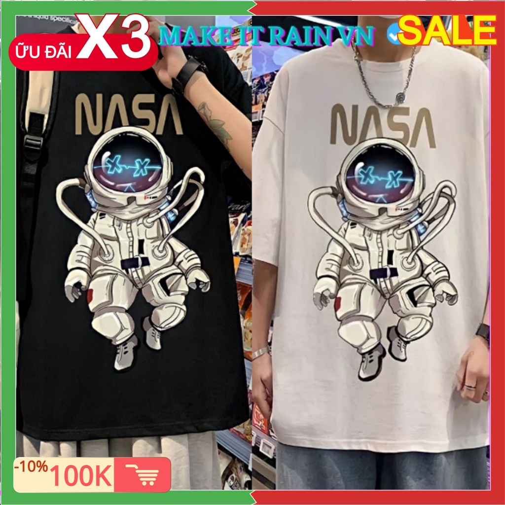 Áo thun nam nữ tay lỡ form rộng Sadboiz chất cotton co dãn in hình phi hành gia