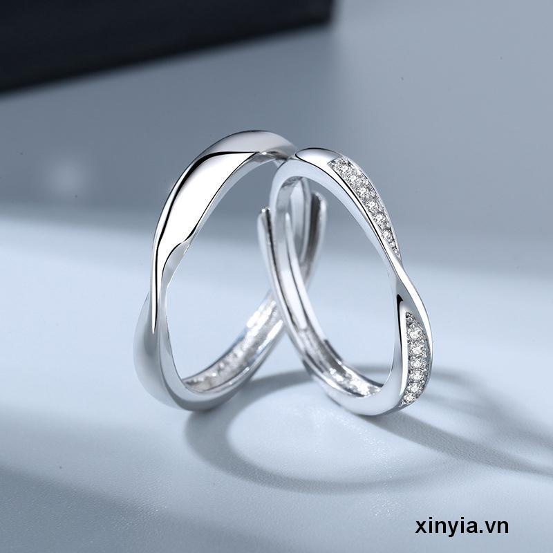 Nhẫn Cặp Đính Kim Cương Đơn Giản Có Thể Điều Chỉnh Kích Thước