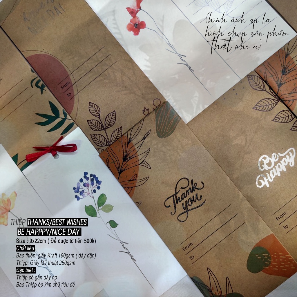 Thiệp đứng Vintage cổ điển và sang trọng ThV922 [ Best Wish - Be Happy - Nice Day - Thank You ]  DIN Store