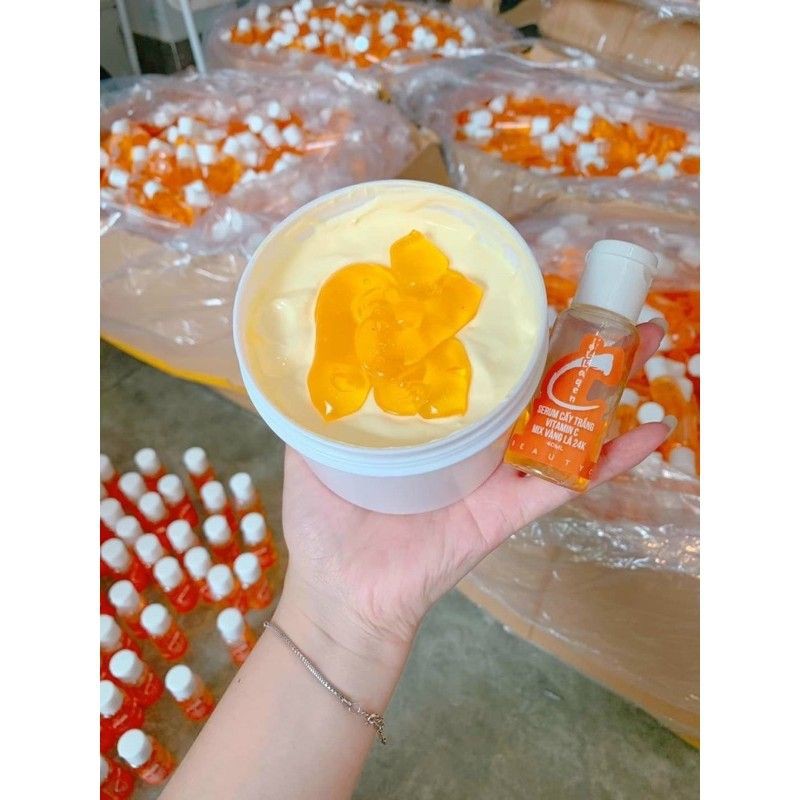 SERUM KÍCH TRẮNG VITAMIN C MIX VÀNG LÁ ( HÀNG KẸO THƠM )