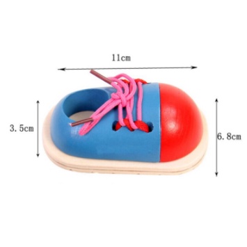 Giày gỗ tập xỏ dây giày cho bé| Đồ chơi an toàn