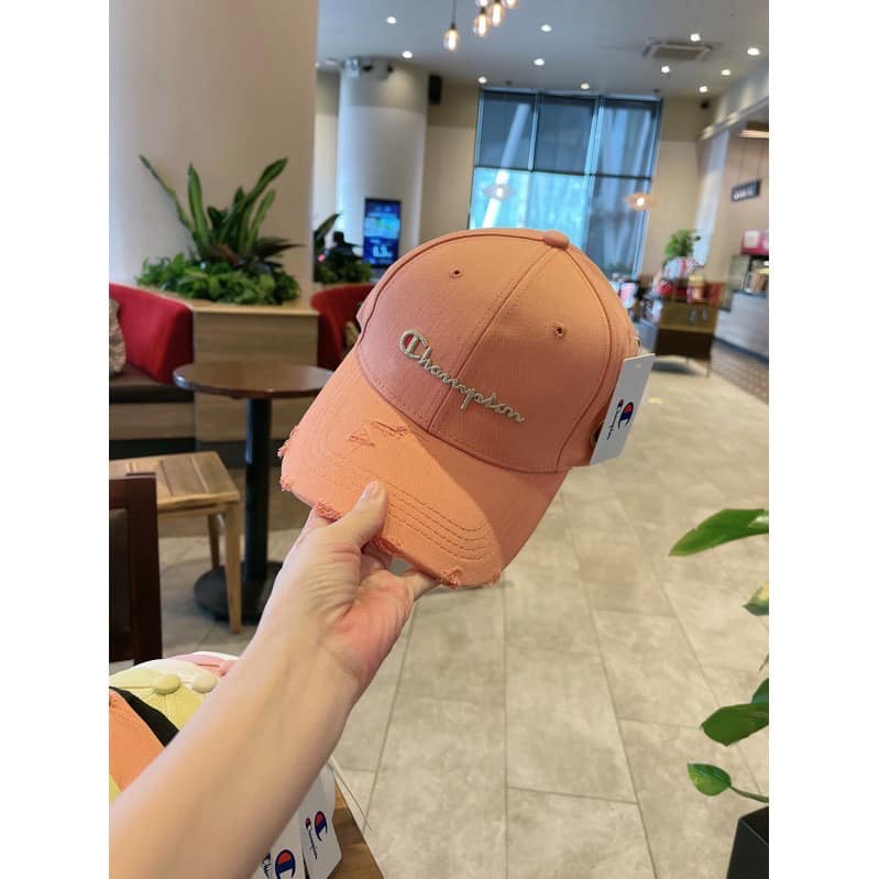 Mũ lưỡi trai rách ❤️ Nón thêu chữ CHAMPION phong cách Ulzzang form unisex nam nữ