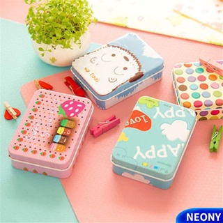 Hộp sắt mini đựng trang sức chống bụi họa tiết hoạt hình phong cách retro