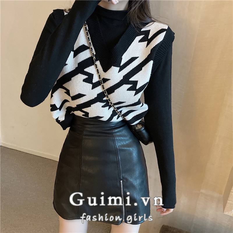 Áo dệt kim nữ NZN cổ chữ V thời trang xuân thu