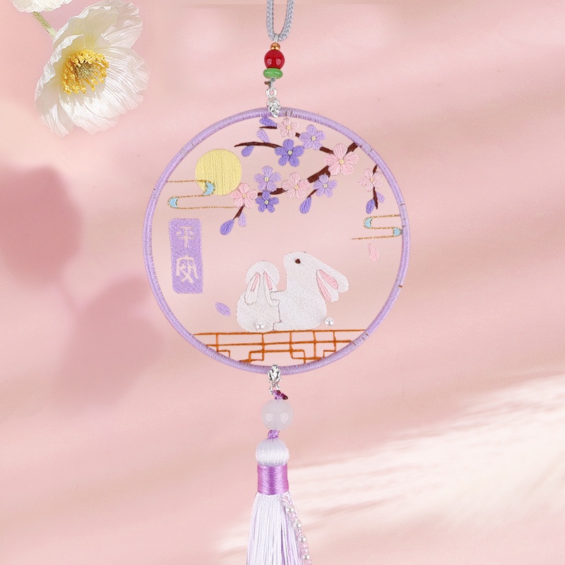 Thêu Handmade/Phụ Kiện/Sản phẩm mới  Phụ kiện thêu tay Túi vải tự thêu tay  Móc treo oto Thêu vải trong suốt