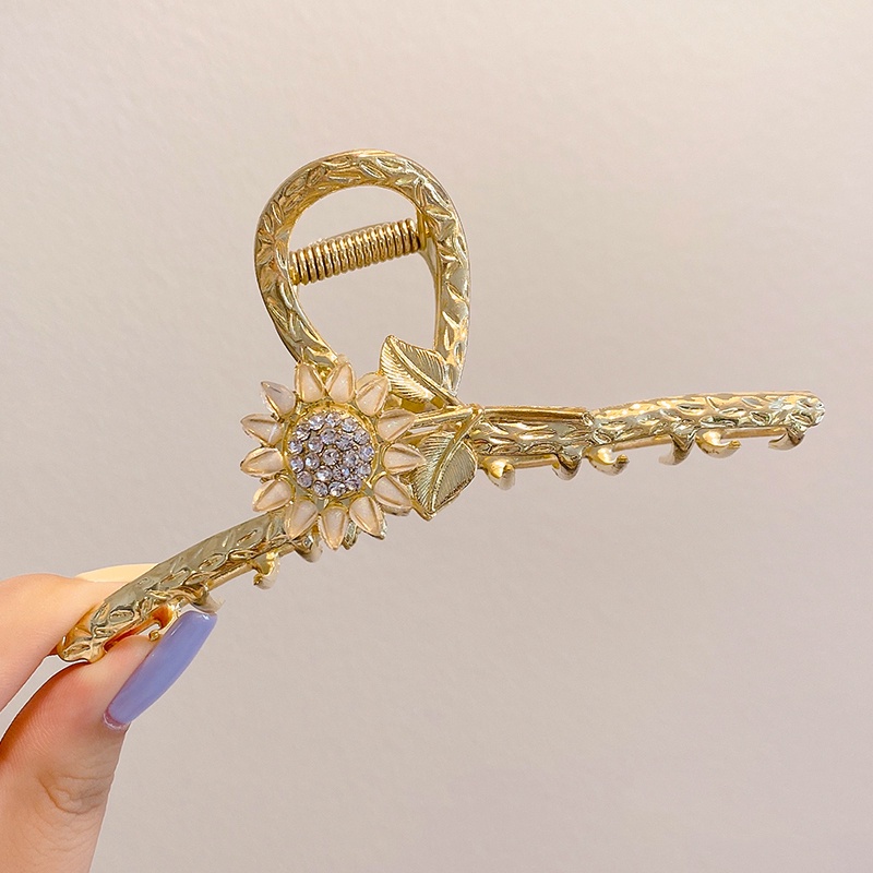 Kẹp tóc hình hoa hướng dương đính ngọc trai phong cách Hàn Quốc cho nữ