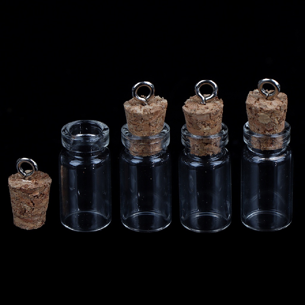 [Fel] 10Pcs Mini Glass Bottles Small Vials Cork Glass Jars Multi Usage Cork Wish Glass COD