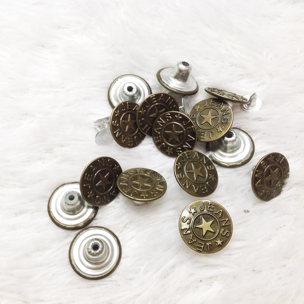 Cúc đóng quần jean Nút bấm áo phong cách denim size 1.7cm