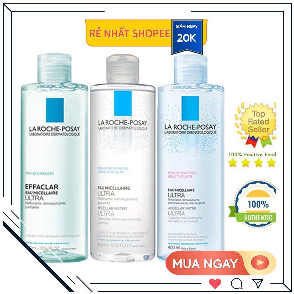 [CHUẨN NỘI ĐỊA PHÁP]Nước Tẩy Trang La Roche-Posay Nội Địa Pháp 400ml Dành Cho Da Dầu Và Da Nhạy Cảm