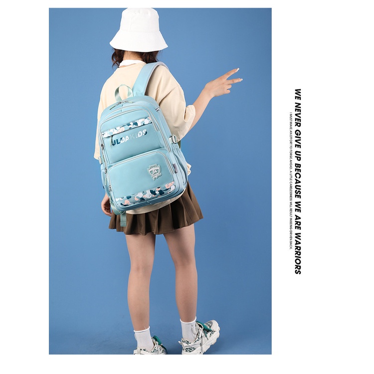 Balo ulzzang học sinh sinh viên màu pastel thời trang unisex nam nữ đi học vải nylon chống nước nhiều ngăn 9475