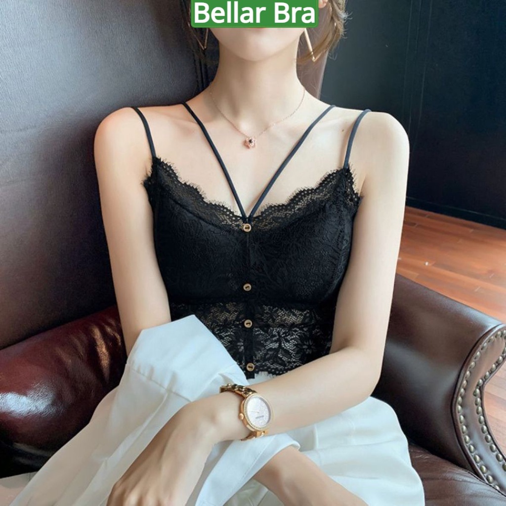 Áo bra nữ ren 2 dây Cao Cấp, Áo ngực kèm đệm mút mỏng nâng ngực quyến rũ, bất kể đen huyền bí hay trắng tinh khôi B7252