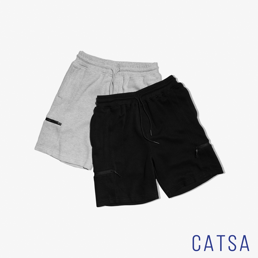 Quần short thun nam xám, đen CATSA form chuẩn, đẹp, thể thao QSJ057 - QSJ059