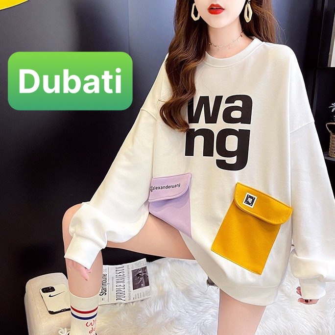 ÁO KHOÁC NỈ NỮ CHỮ WA WA CHẤT NỈ DÀY FROM RỘNG HÀN QUỐC- DUBATI FASHION