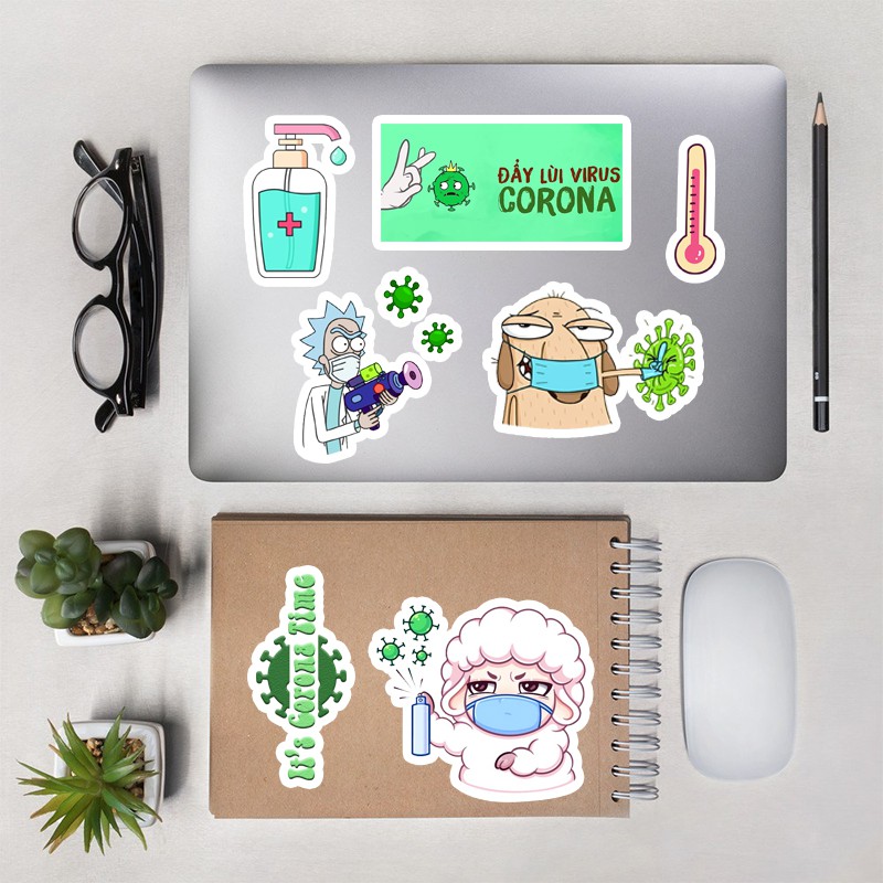 Sticker Dán Laptop, Dán Nón Bảo Hiểm, Tem Dán Xe Chống Thấm Nước  | Chủ Đề Phòng Chống Cô vy