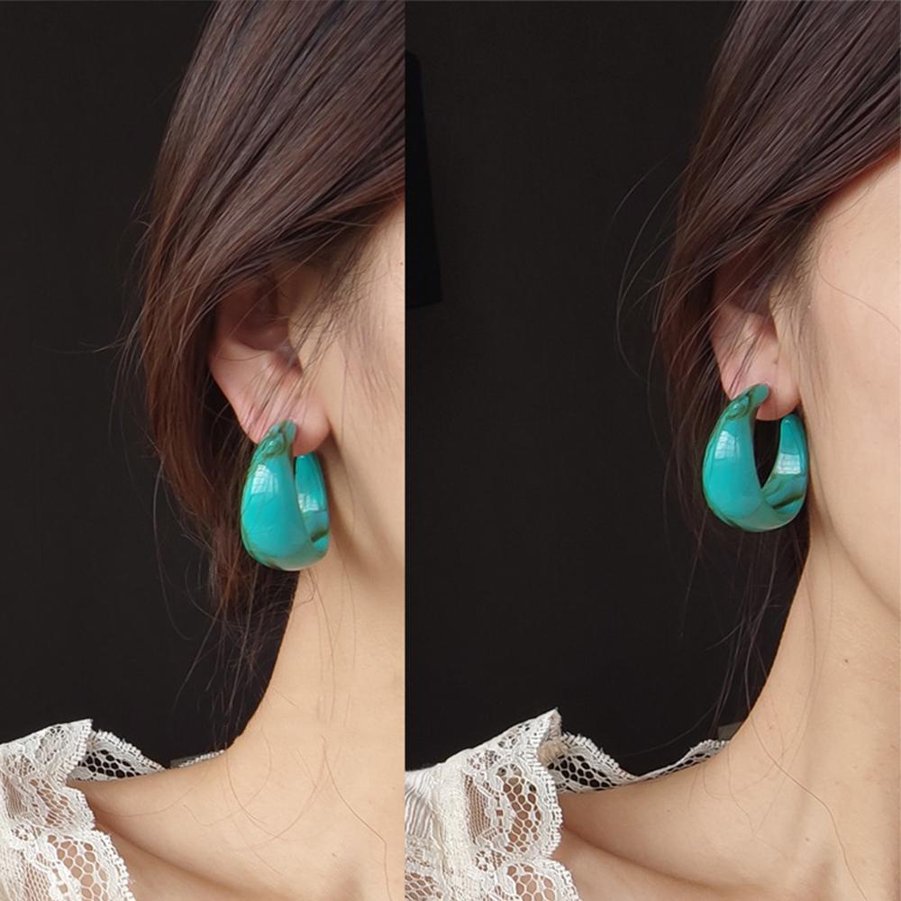 Bông Tai Hình Chữ C Bằng Nhựa Resin Acrylic Kiểu Vintage Hàn Quốc Back2Lilife