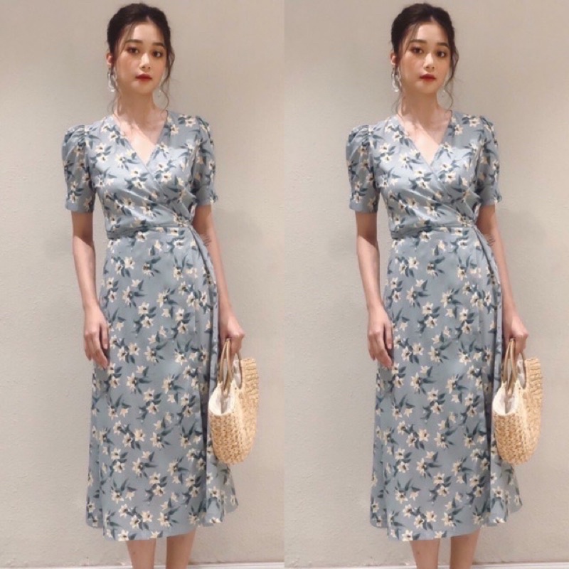 Đầm maxi hoa đắp chéo ( kèm ảnh thật )
