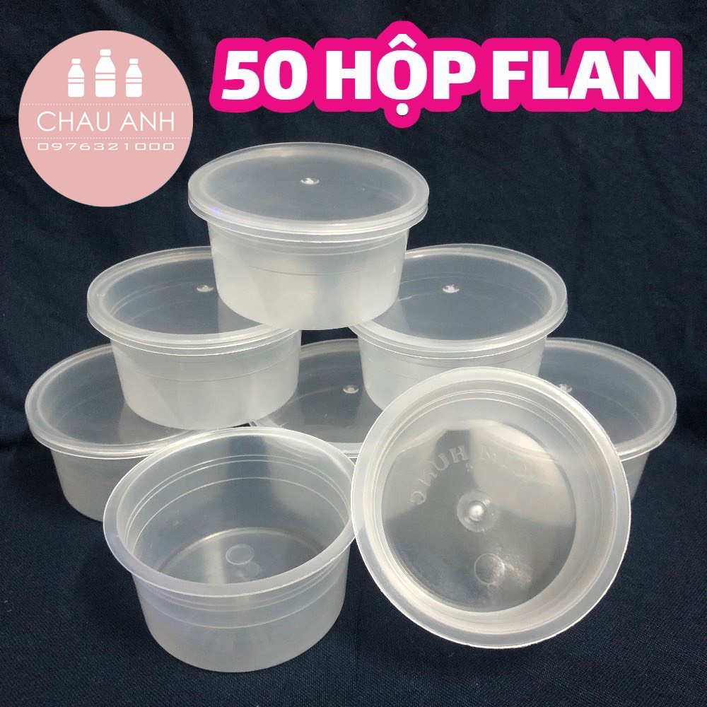 Combo 50 hộp nhựa làm bánh Flan, Caramen, Sữa chua