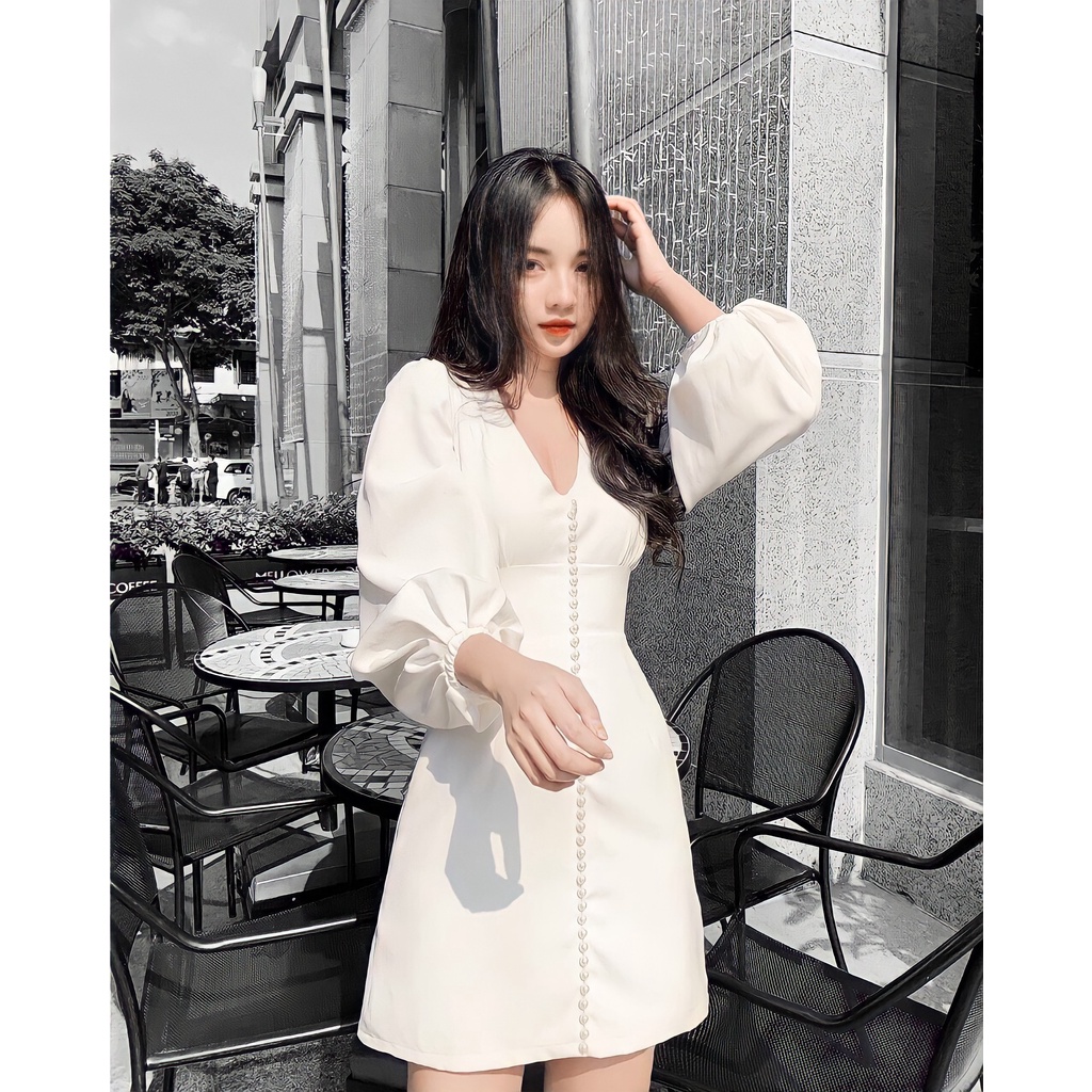 Váy đi tiệc váy trắng cổ tim tay phồng TANA D0055 | BigBuy360 - bigbuy360.vn