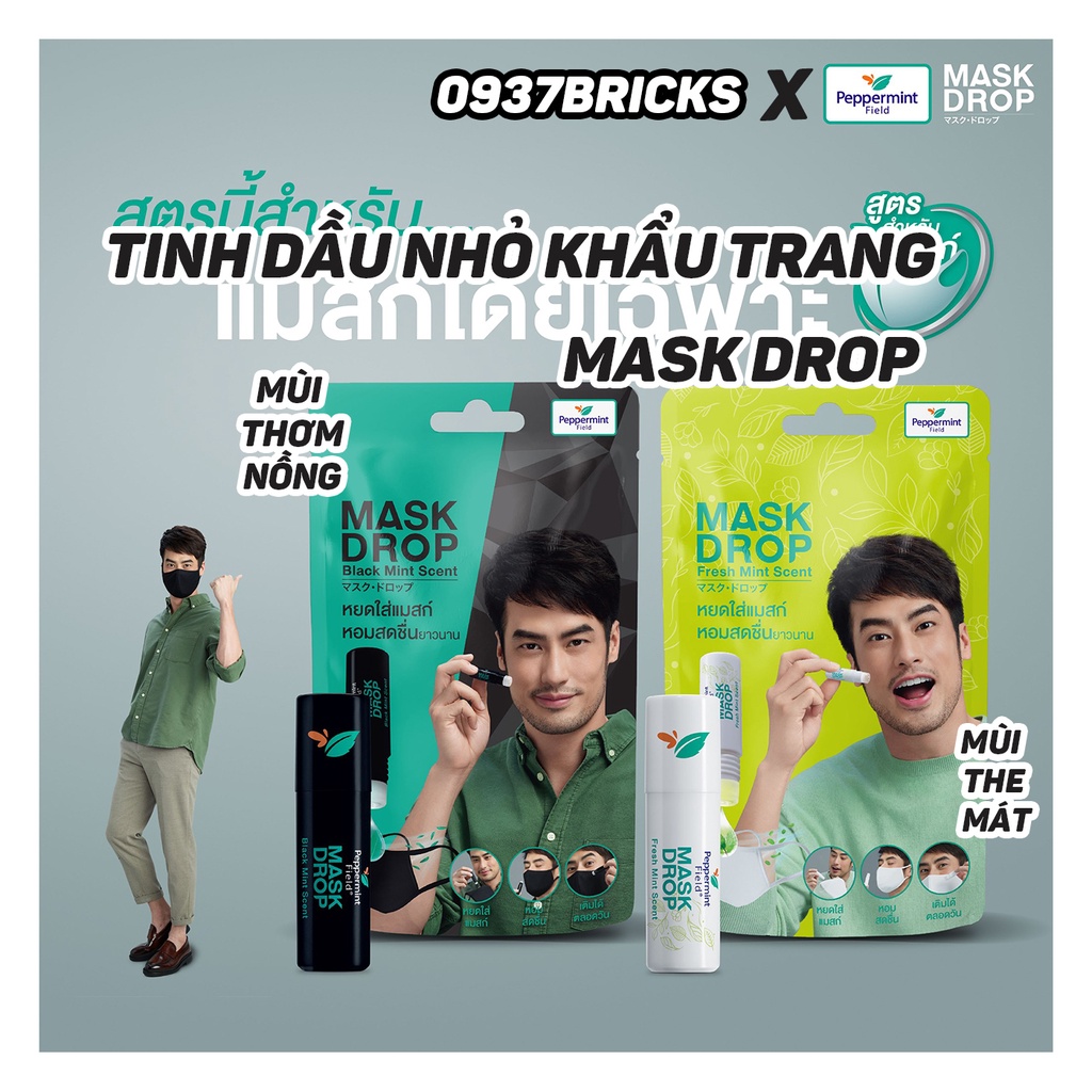 [HOT TREND]Tinh dầu nhỏ khẩu trang MASK DROP nội địa Thái Lan chính hãng BLACK PEPERMINT FIELD