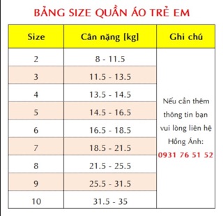 Áo thun trẻ em 8 - 35kg