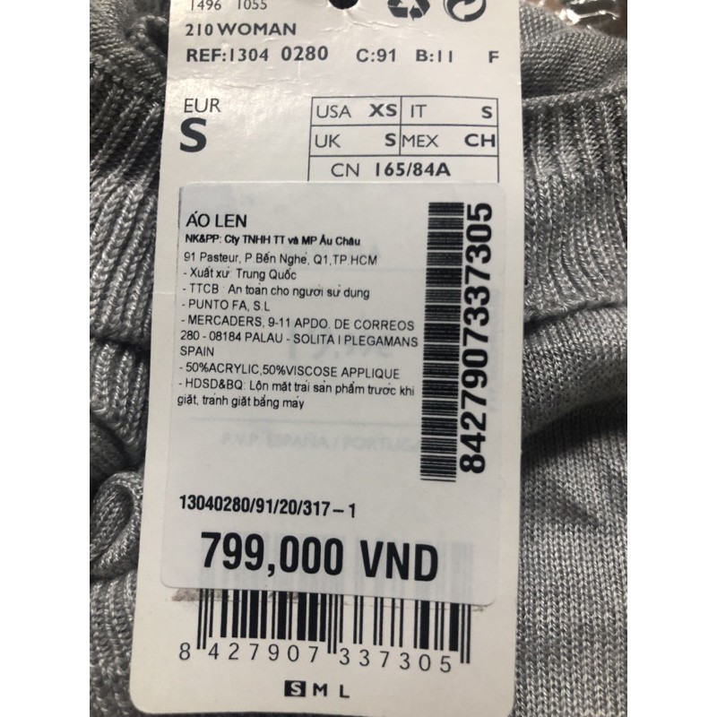 Áo len nữ Mango auth size S