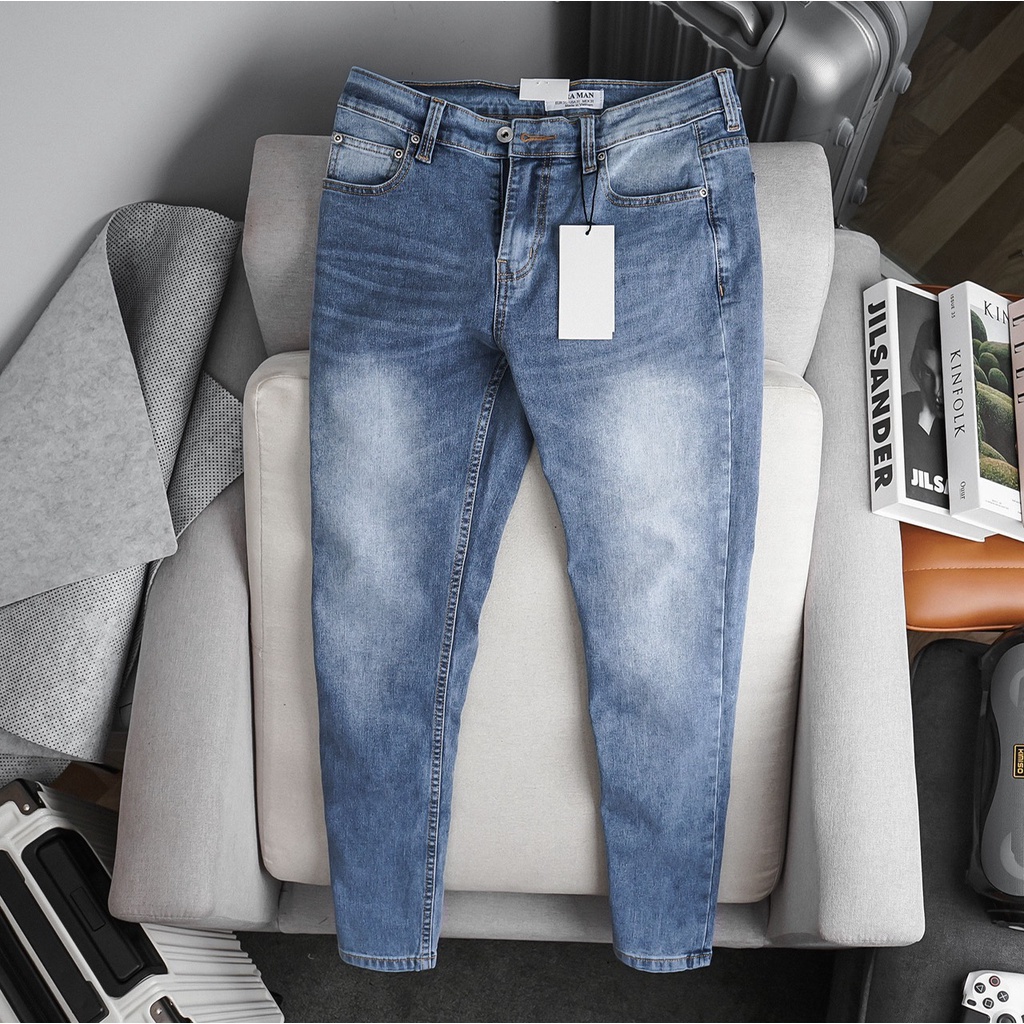 Quần jean nam Denim màu đen wash chất bò xịn hàng xuất khẩu cao cấp