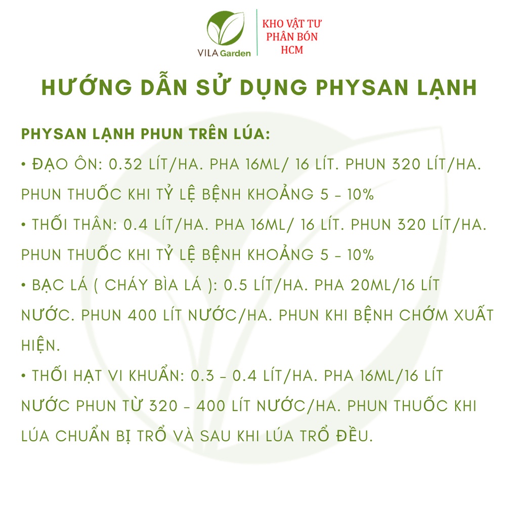 Thuốc Sát Khuẩn Trừ Nấm Bệnh PHYSAN 20SL (100ml), Physan lạnh