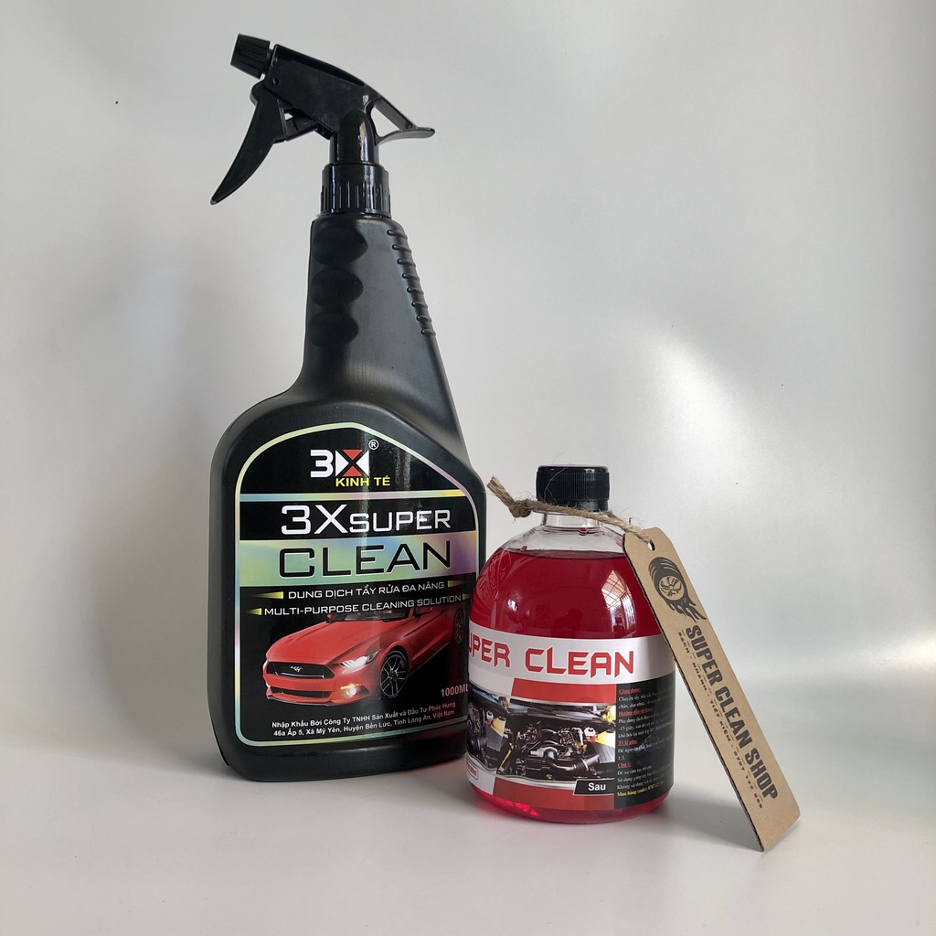 COMBO 2 CHAI 3X Super Clean kinh tế + Super Clean 99K Tẩy rửa xe máy ô tô SIÊU SẠCH