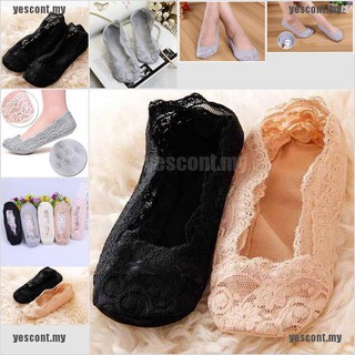 Vớ thuyền Cotton phối ren xuyên thấu cho nữ
