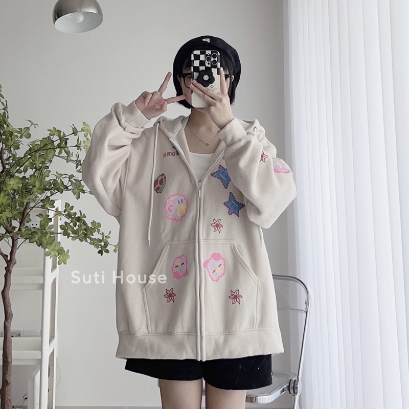 Áo Hoodie Zip EATILEXO ICON Màu Kem Form Rộng - Suti House