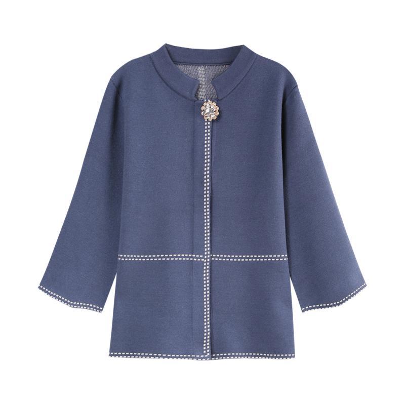 Áo khoác ngắn mùa xuân và thu của phụ nữ trung niên cao tuổi dệt kim mẹ mới | BigBuy360 - bigbuy360.vn