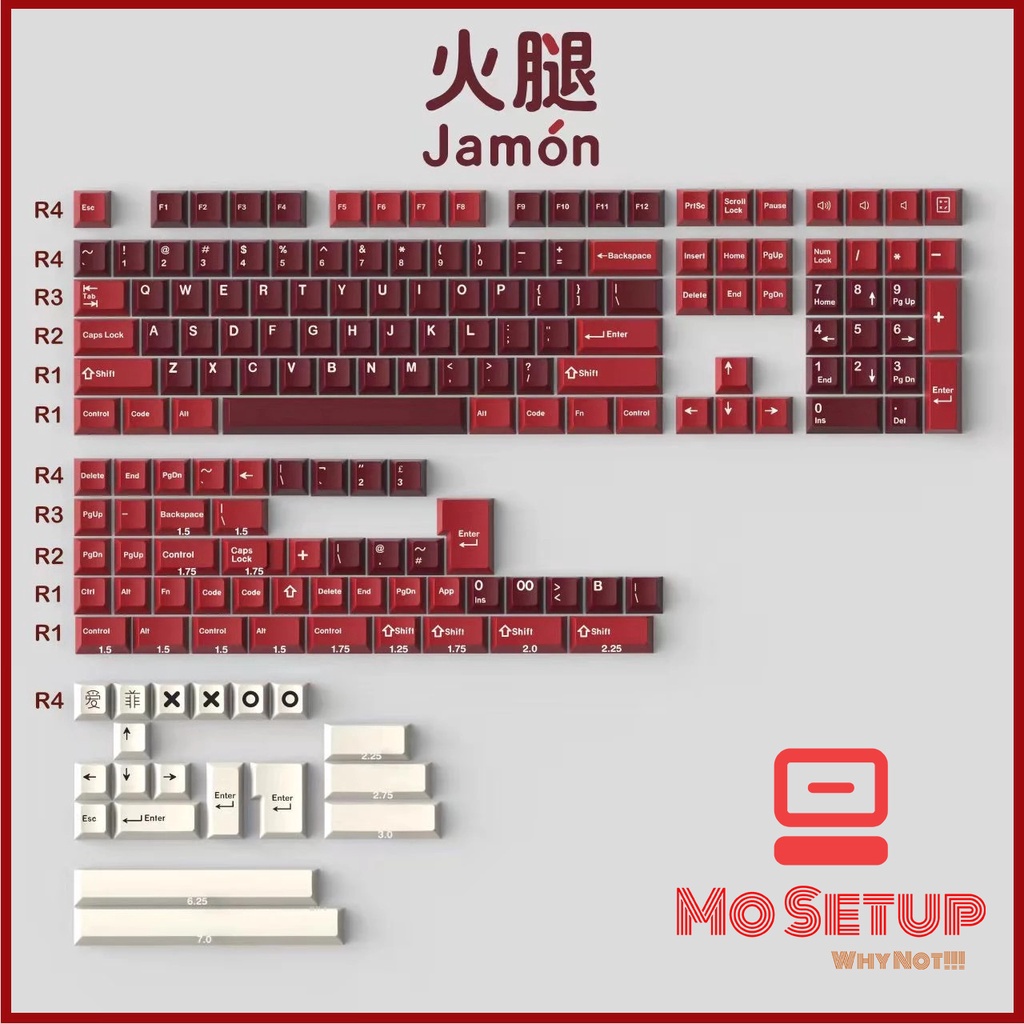 Keycap GMK Clone Jamon Cherry 172 nút - nhựa ABS Doubleshot_Set nút bàn phím cơ