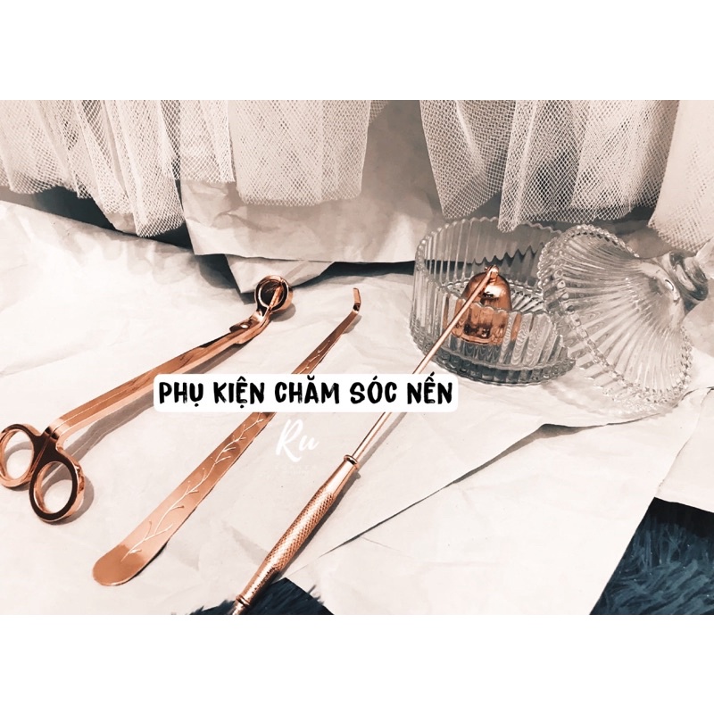 Bộ Phụ Kiện Chăm Sóc Nến Thơm Chuyên Dụng  set 3 món, sẵn 4 màu đen, bạc, vàng, hồng cao cấp