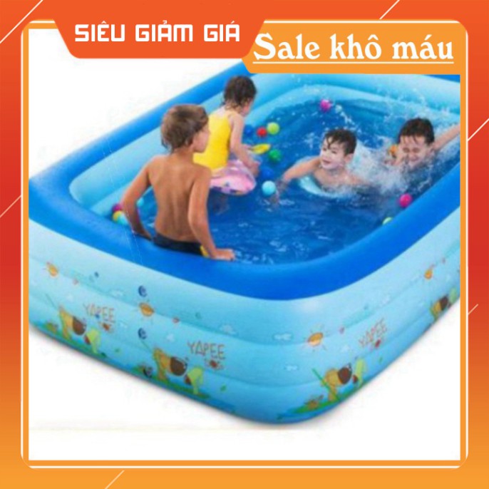 BỂ BƠI PHAO BƠI mùa hè cho bé /1,3M/1,5M/1,8M/2,1M CHỮ NHẬT 3 TẦNG