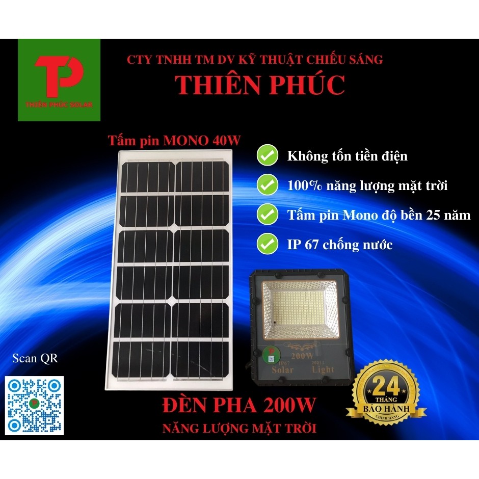 Đèn Pha 300W Tấm pin Mono 50W mẫu Mới 2021 Năng Lượng Mặt Trời - Thiên Phúc Solar